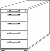 Standcontainer H720-760xB428xT800mm lichtgrau 4 Schubladen