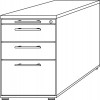 Standcontainer H720-760xB428xT800mm Ahorn 3 Schubl.1 Hängeregister