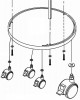 Fahrgestell für Vitrinen H.1800mm 4 Lenkrollen mit Feststeller