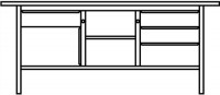 Werkbank 2000x700x845 li.1x150 1 Tür 350 1Fach re.2x150 1x200 Farbe angeben 40mm